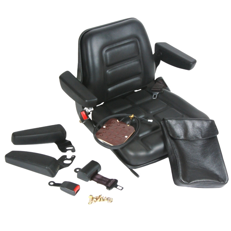 BF1-1 耐久性のある人間工学に基づいた認定フォークリフトシート、内燃フォークリフト用、ブラックビニール付き